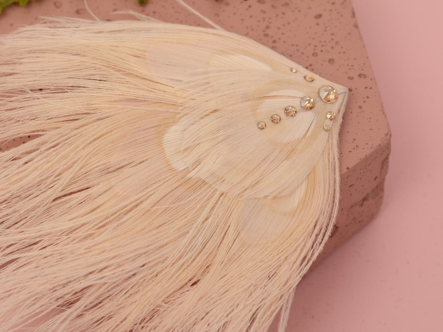 Feather Fascinator in Ivory Peacock with Swarovski Crystal Detail | Bridal Feather Hair Clip | Bridal Feather Hairpiece | Bridal Headpiece