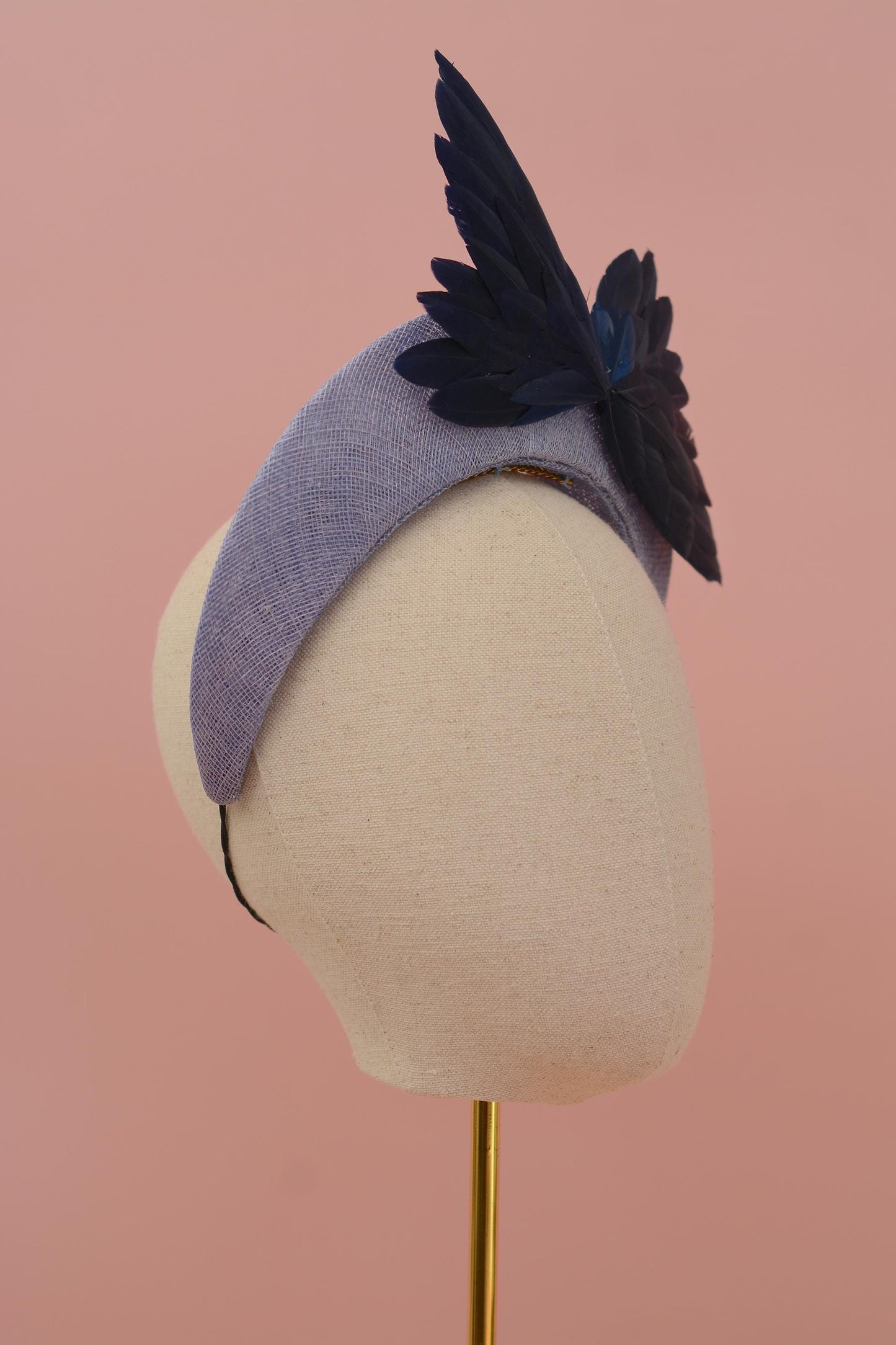 Bird Wing Navy and Cornflower Blue Halo Bandeau Headband Fascinator