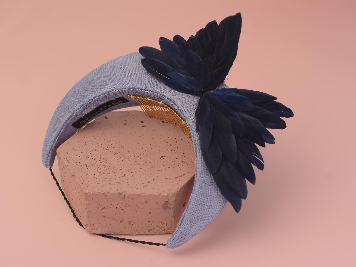 Bird Wing Navy and Cornflower Blue Halo Bandeau Headband Fascinator