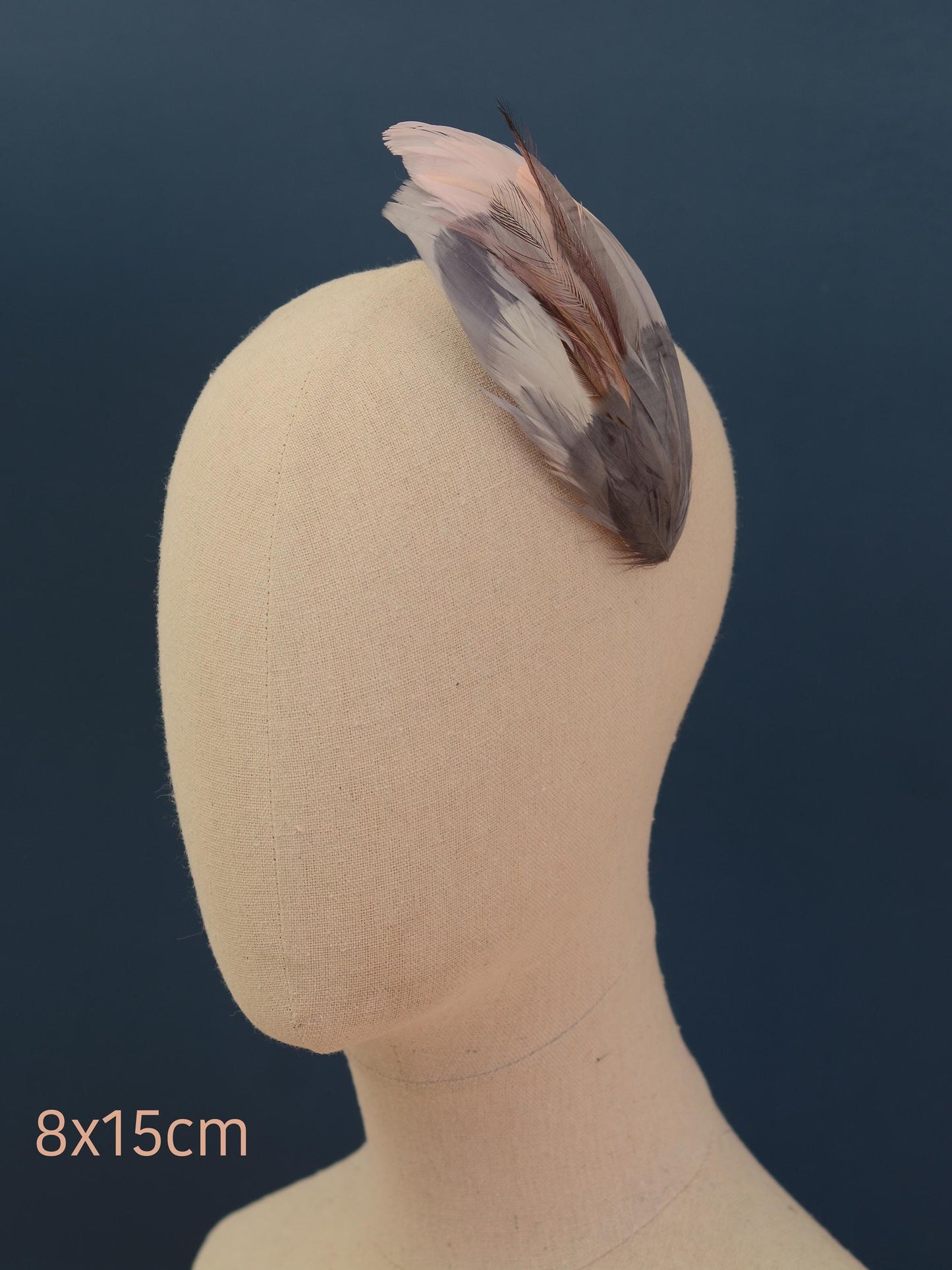 Feather Hair Clip in Silver Grey and Blush Pink | Feather Fascinator | Feather Headpiece | Wedding Fascinator | Bridal Headpiece