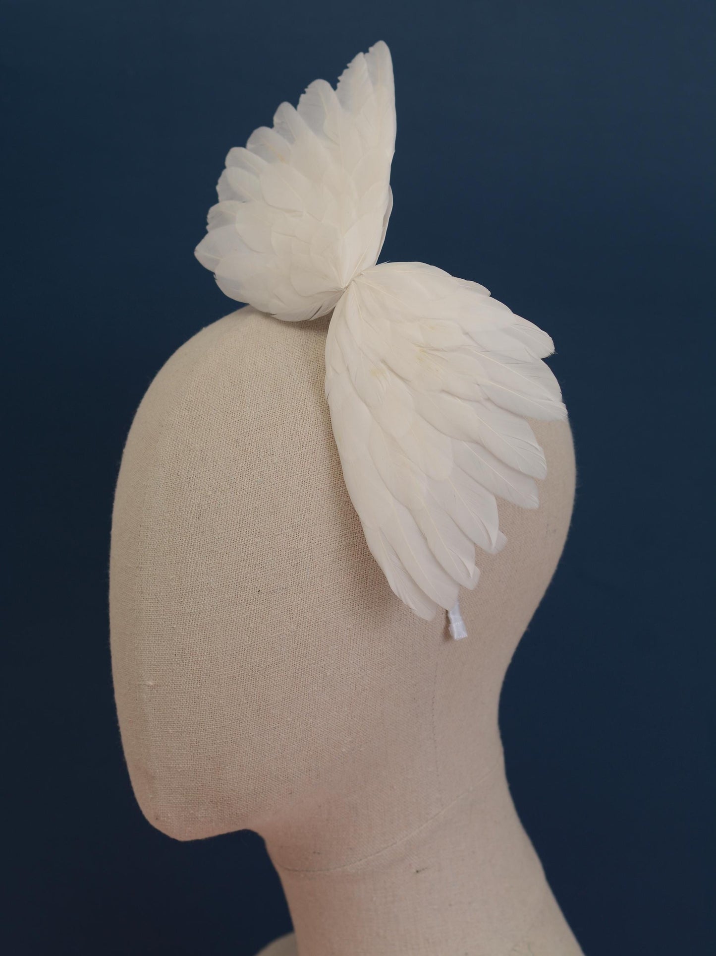 Sample Sale - White Side Perching Bird Wings Headpiece Fascinator