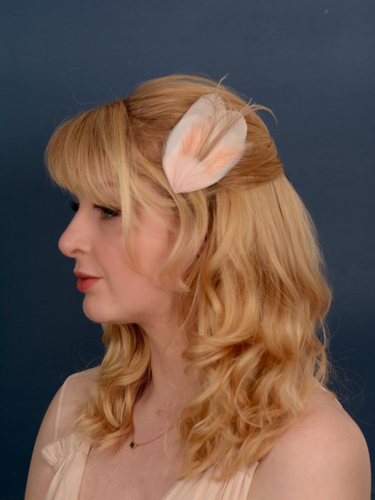 Feather Hair Clip in Blush Pink | Feather Fascinator | Feather Headpiece | Bridal Hair Clip | Bridesmaids Hair Clip