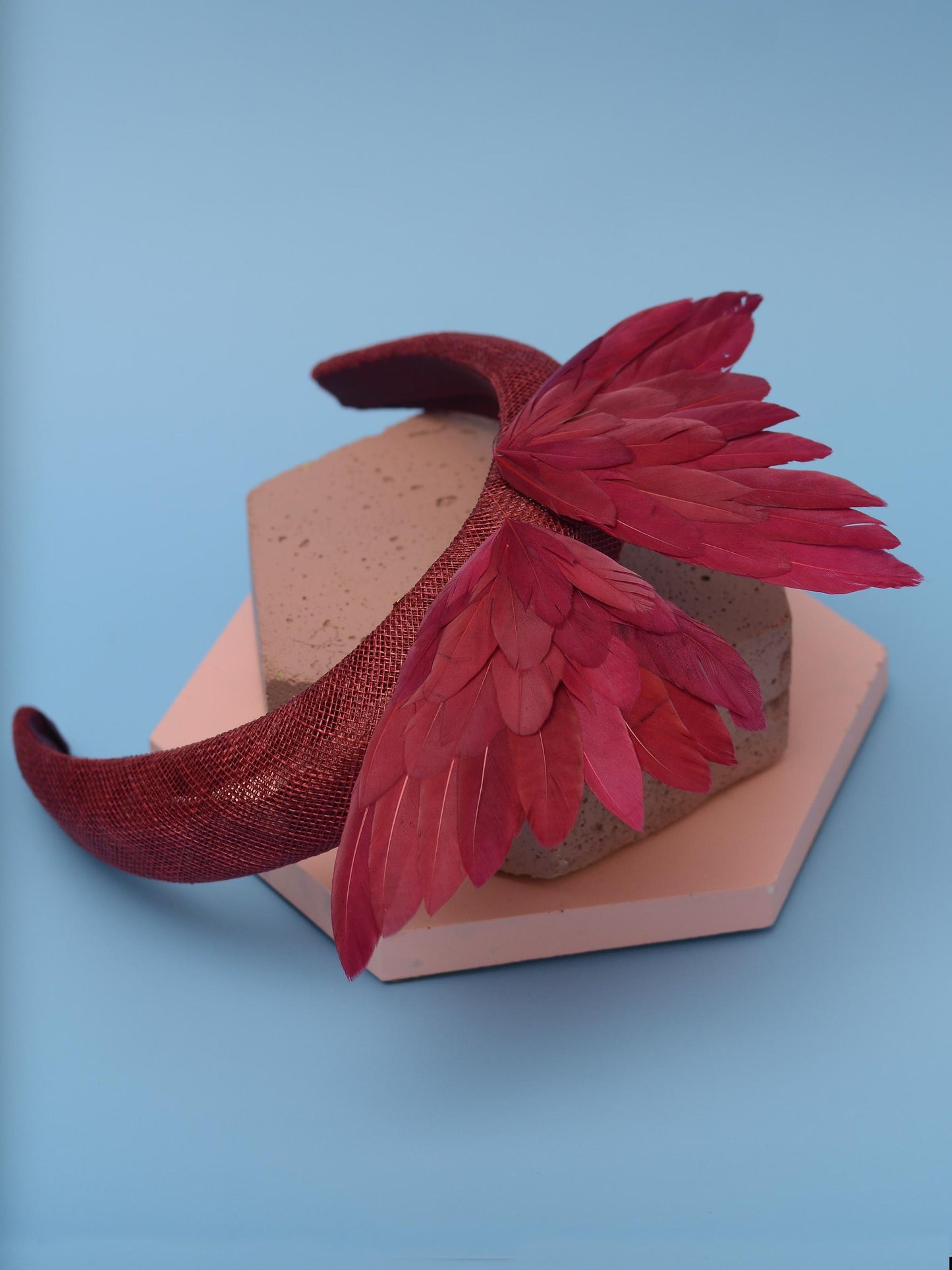 Bird Wing Claret Burgundy Halo Bandeau Fascinator Headband