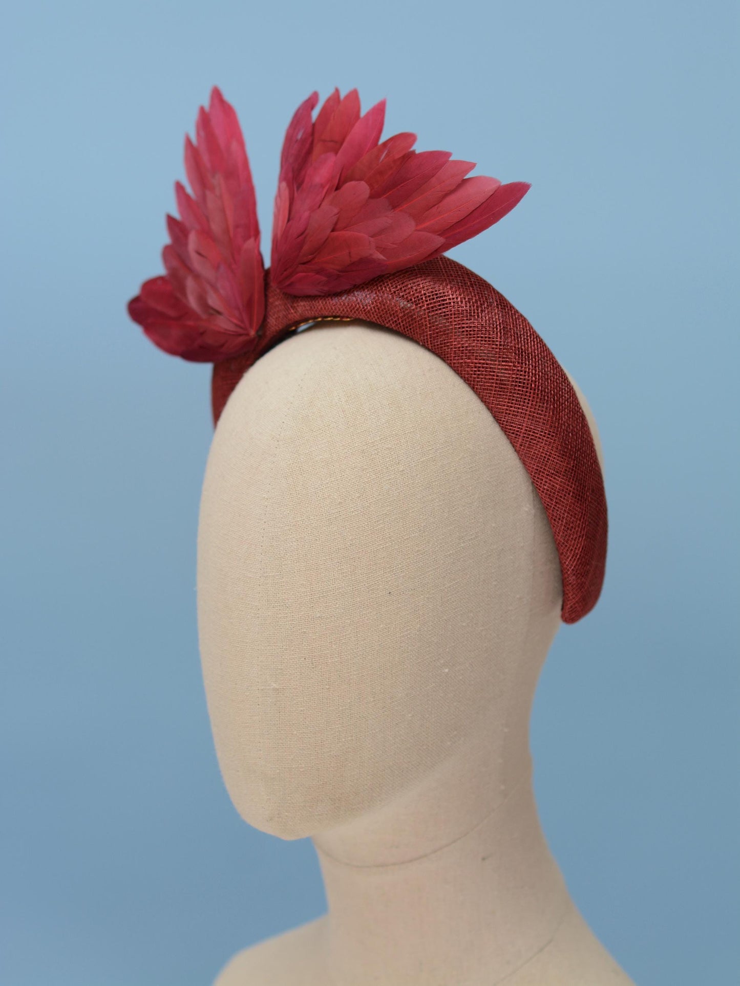 Bird Wing Claret Burgundy Halo Bandeau Fascinator Headband
