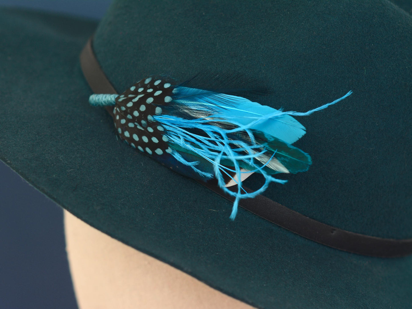 Teal, Turquoise and Blue Feather Hat Pin / Feather Brooch No.297 | Unique Duck Feather Boutonniere