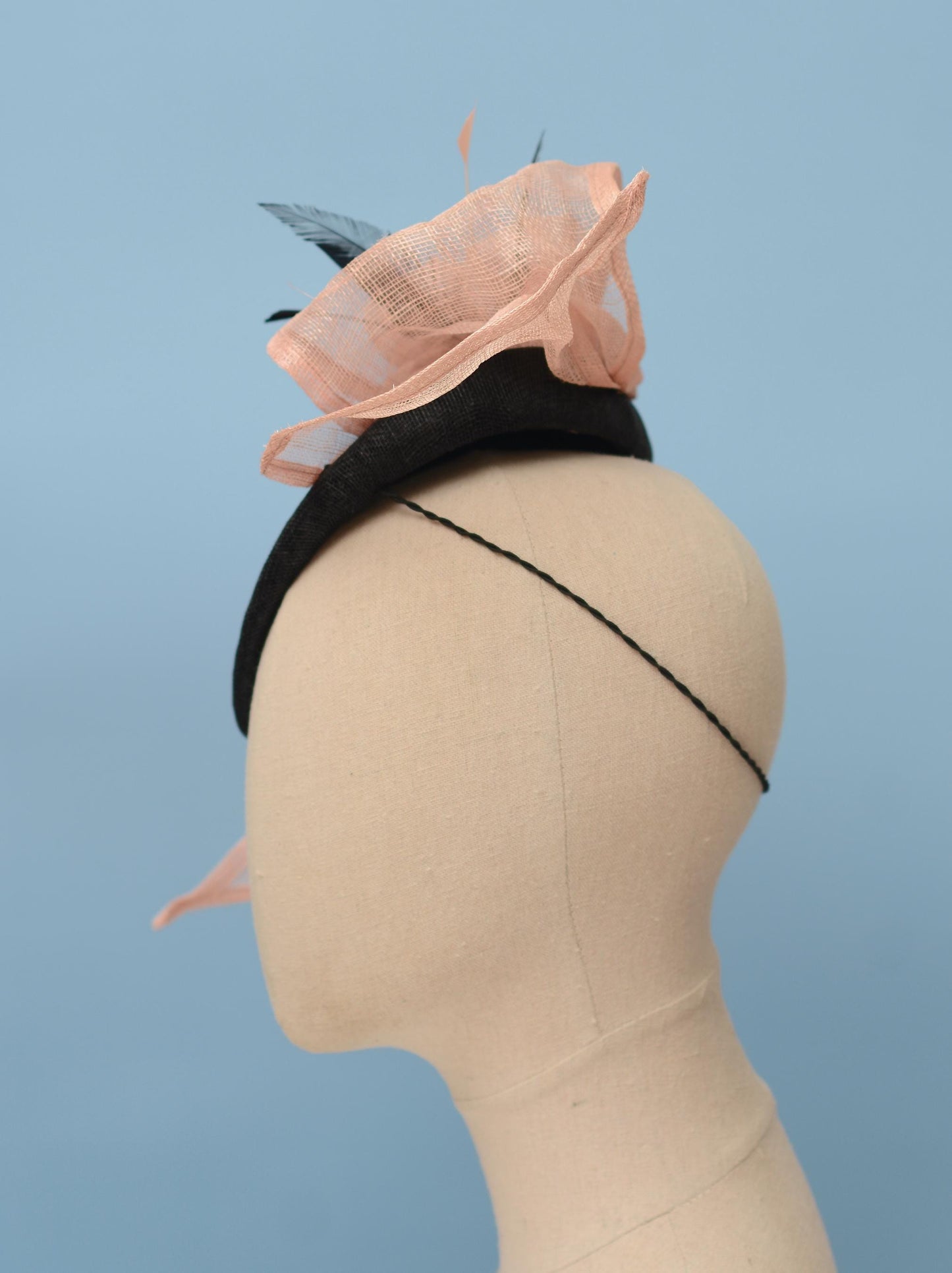 Giant Bow Black and Pink Side Perching Beret Hat Fascinator