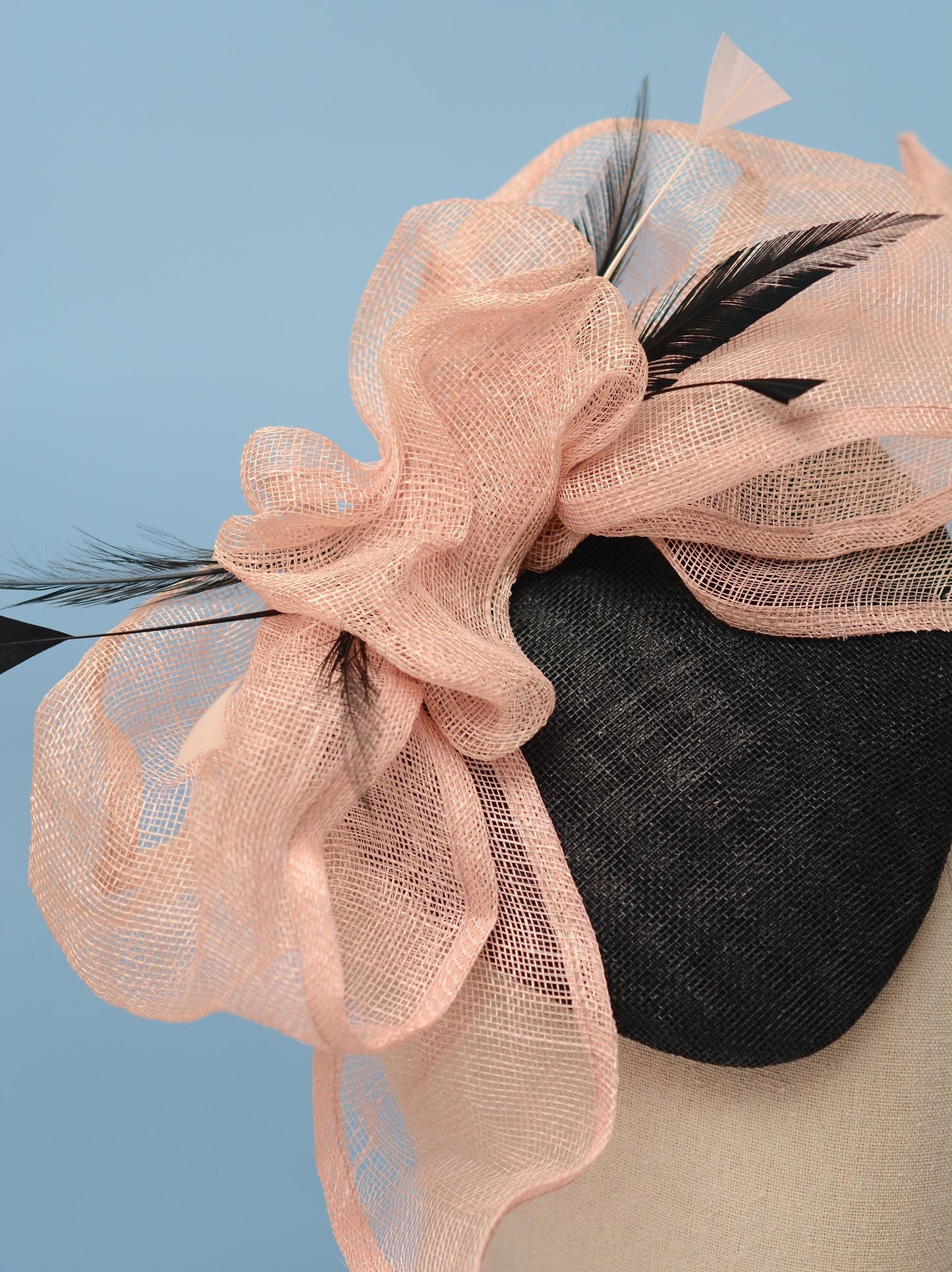 Giant Bow Black and Pink Side Perching Beret Hat Fascinator
