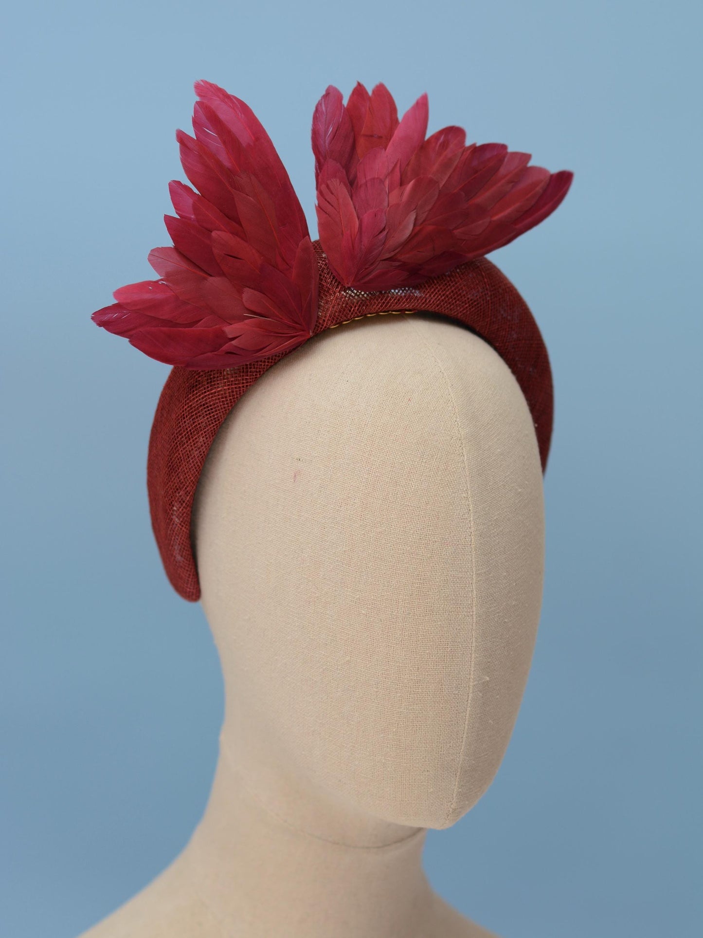 Bird Wing Claret Burgundy Halo Bandeau Fascinator Headband