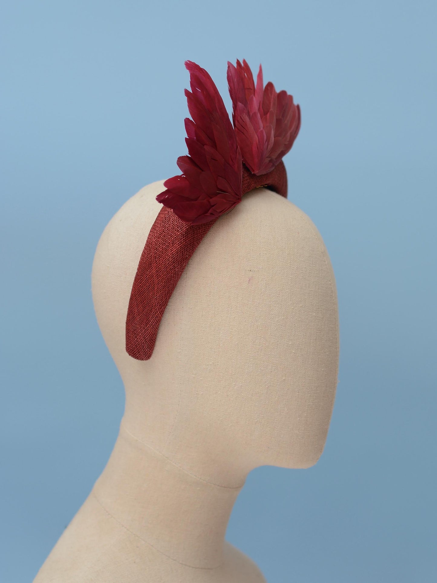 Bird Wing Claret Burgundy Halo Bandeau Fascinator Headband