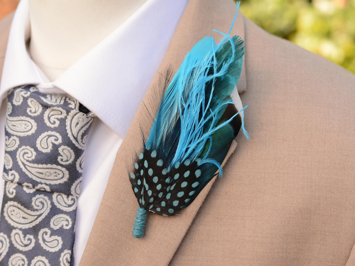 Teal, Turquoise and Blue Feather Hat Pin / Feather Brooch No.297 | Unique Duck Feather Boutonniere