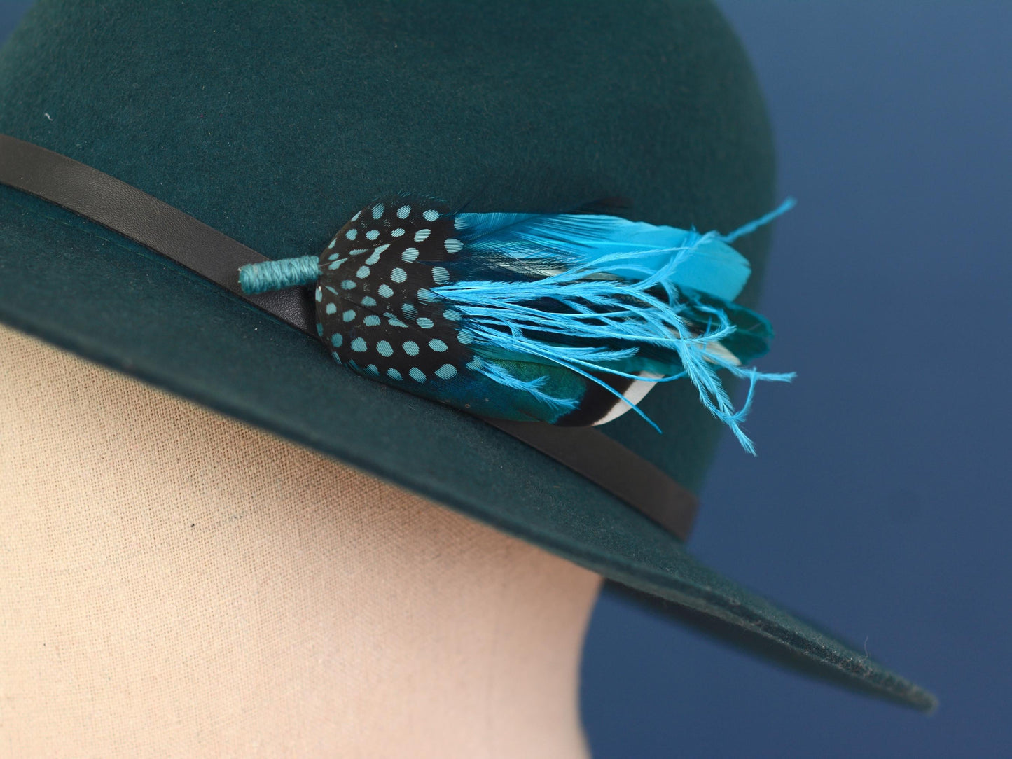 Teal, Turquoise and Blue Feather Hat Pin / Feather Brooch No.297 | Unique Duck Feather Boutonniere