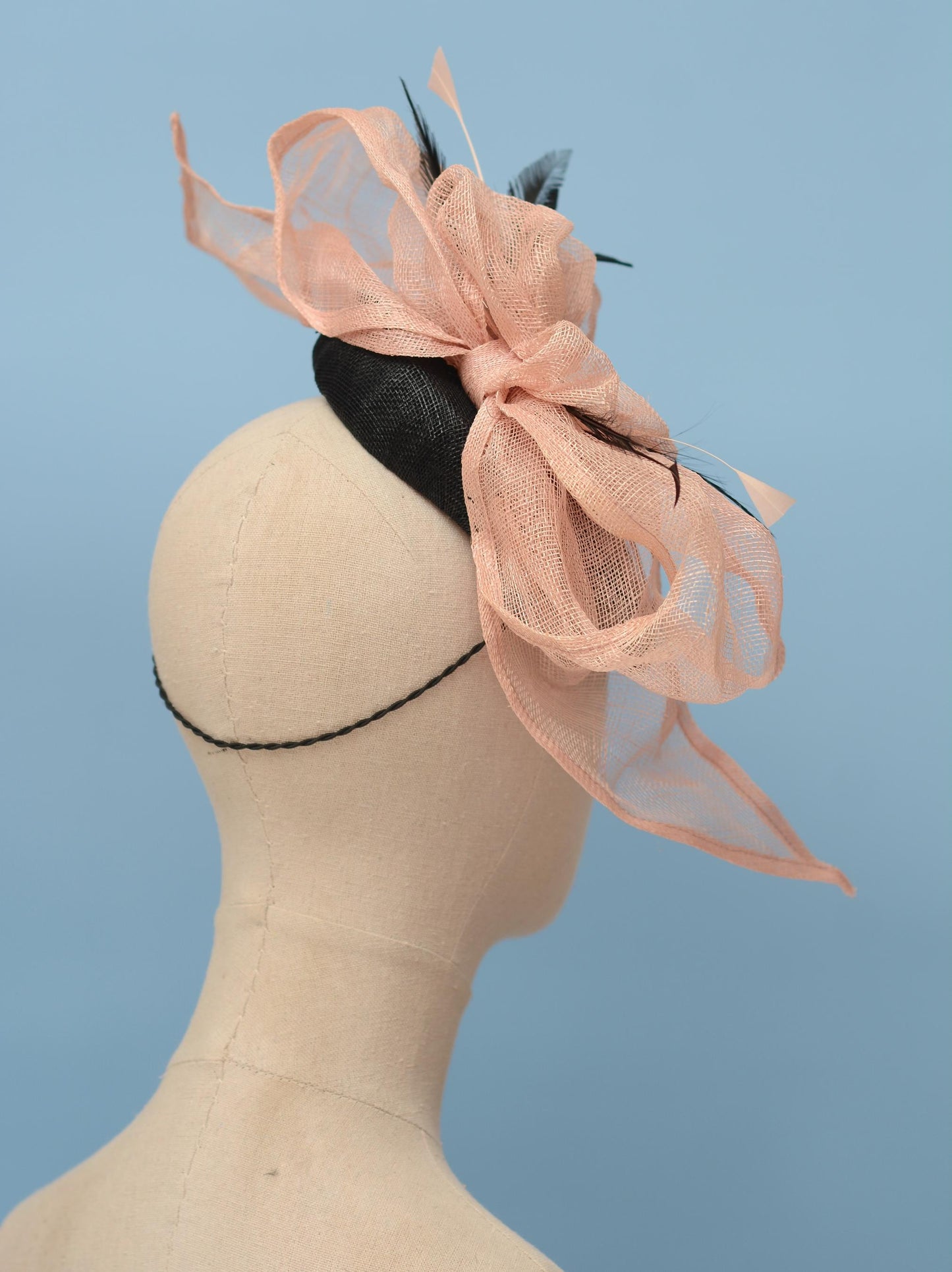 Giant Bow Black and Pink Side Perching Beret Hat Fascinator