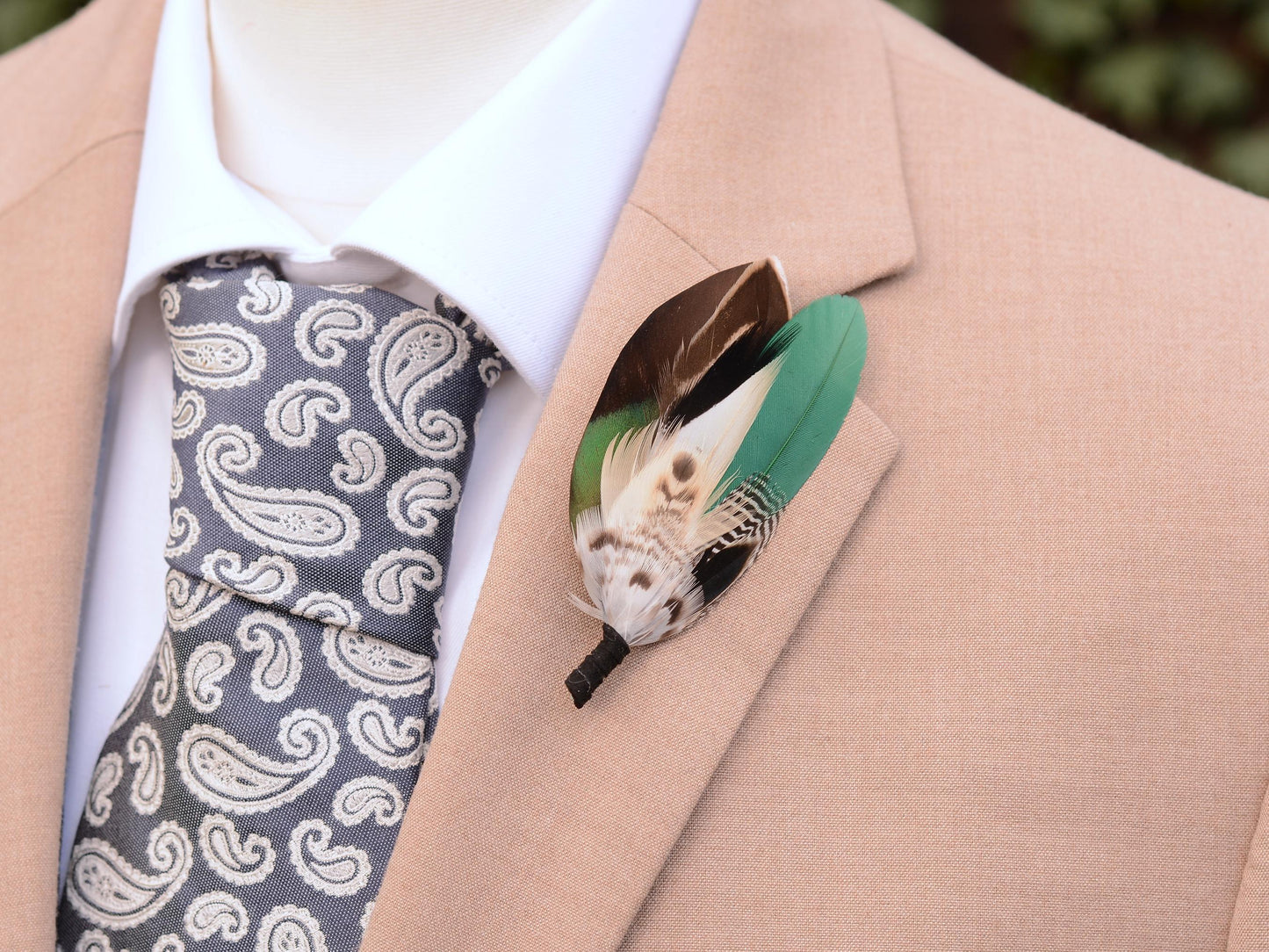 Bottle Green and Duck Feather Brooch Pin Small No.236 | Duck Feather Boutonniere | Duck Feather Hat Pin