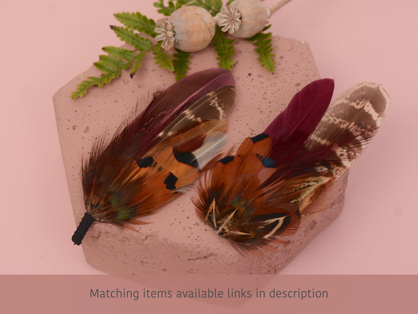 Deep Burgundy and Copper Feather Pin / Hat Pin No.108