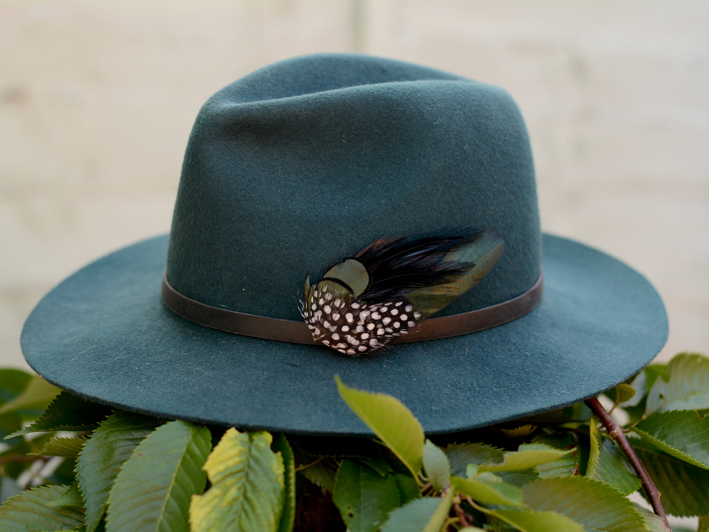 Black and Green Spotted Feather Lapel Pin Buttonhole No.001