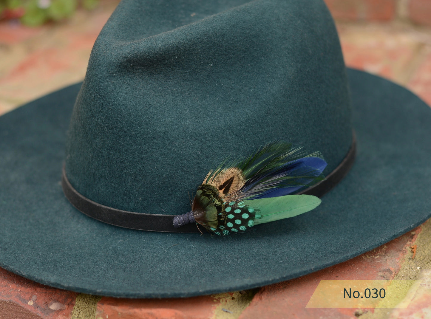 Navy Blue and Bottle Green Feather Boutonniere