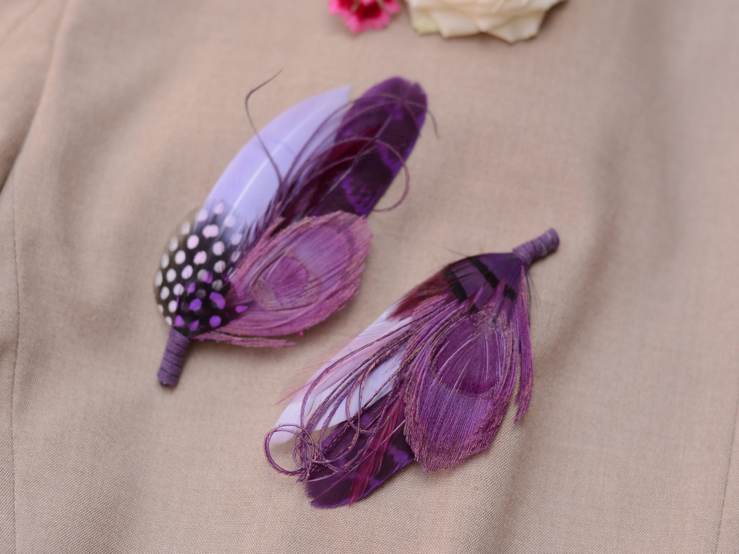 Purple Peacock Feather Hat Pin / Lapel Pin - 3 Unique Styles Available