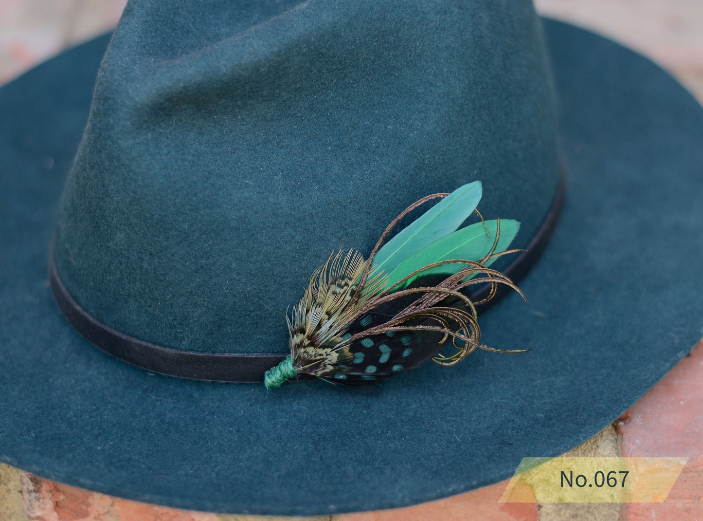 Green Feather Boutonniere No.067 and No.069