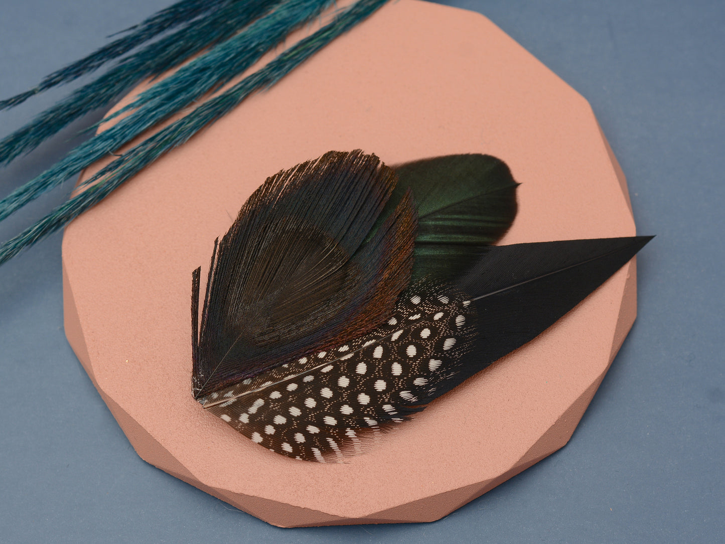 Black Peacock Eye Feather Boutonnier / Feather Hat Pin No.72