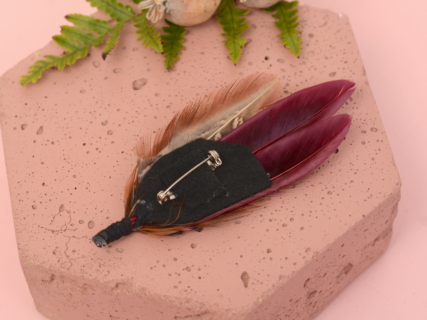 Deep Burgundy and Copper Feather Pin / Hat Pin No.108