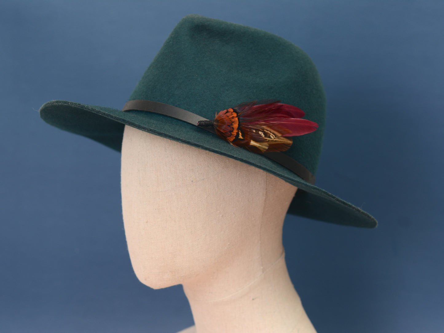 Deep Burgundy and Copper Feather Pin / Hat Pin No.108