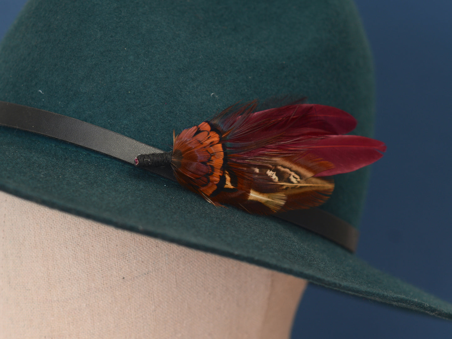Deep Burgundy and Copper Feather Pin / Hat Pin No.108