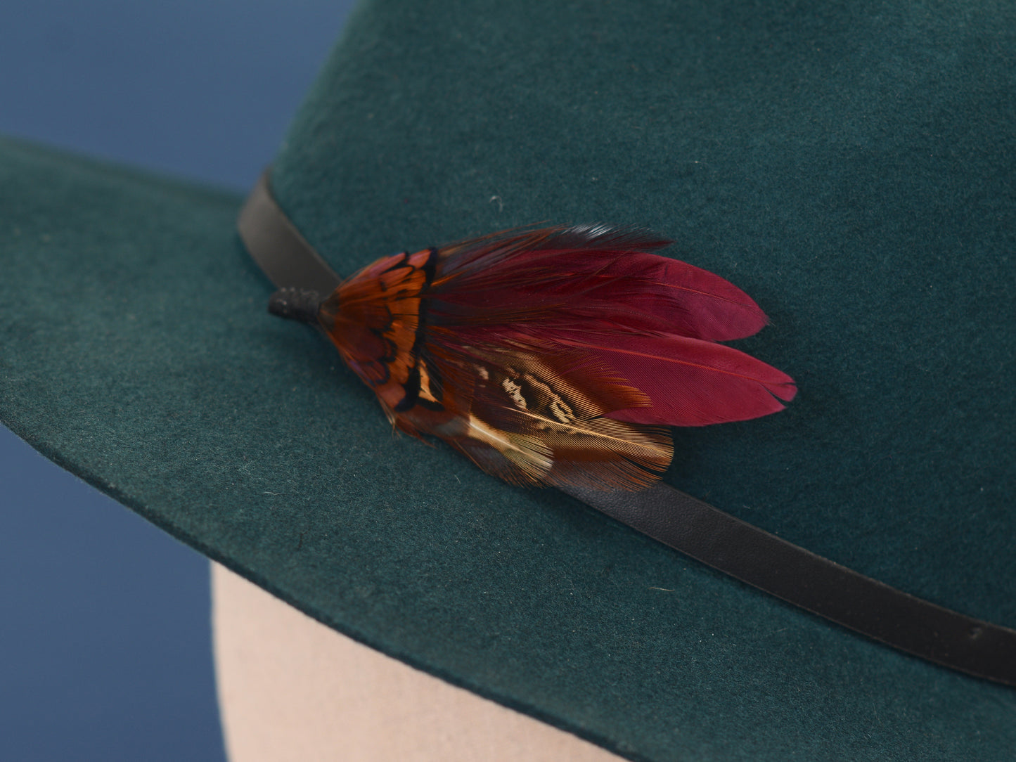 Deep Burgundy and Copper Feather Pin / Hat Pin No.108