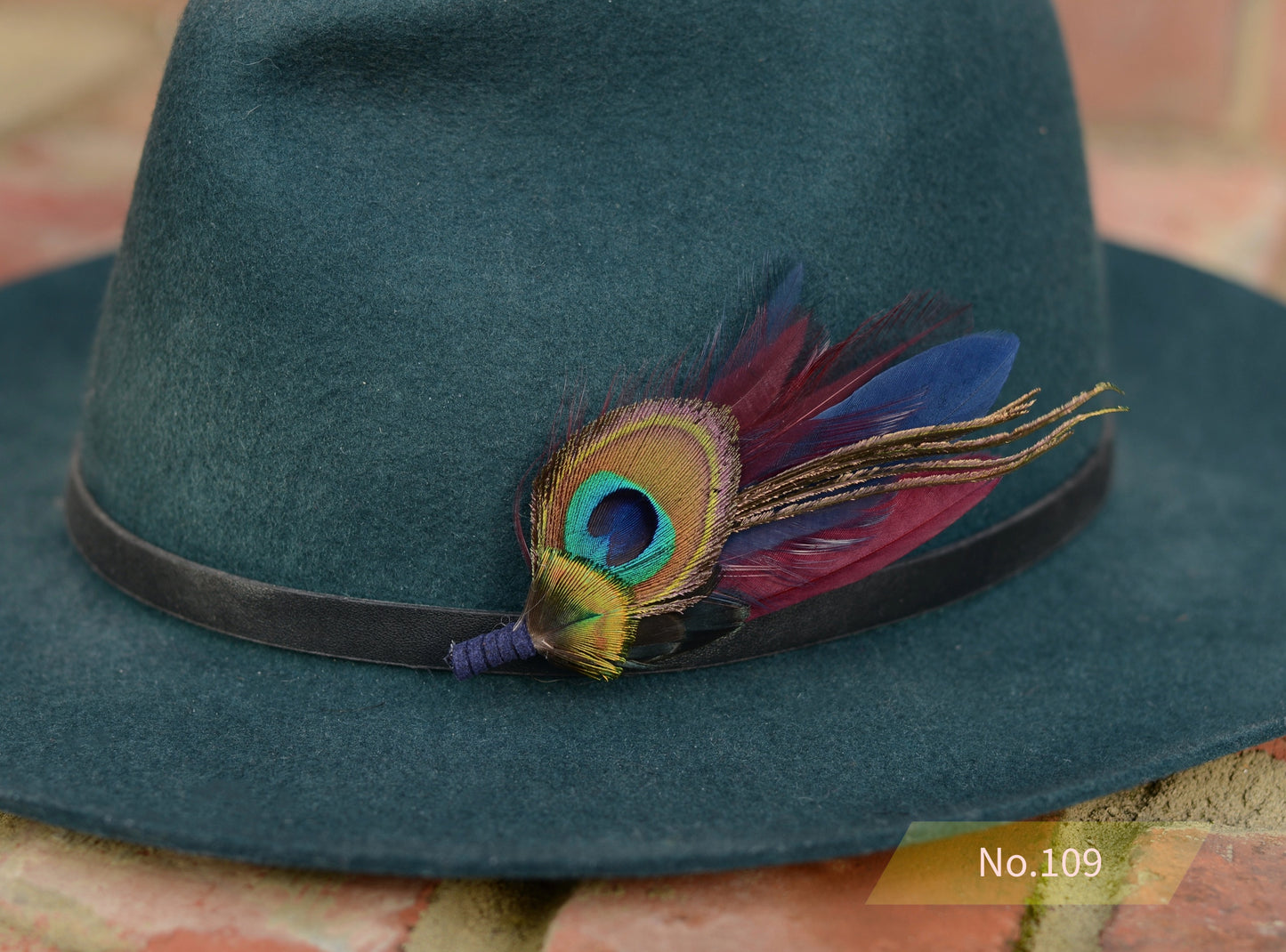 Peacock Feather Boutonniere in Teal, Navy and Burgundy