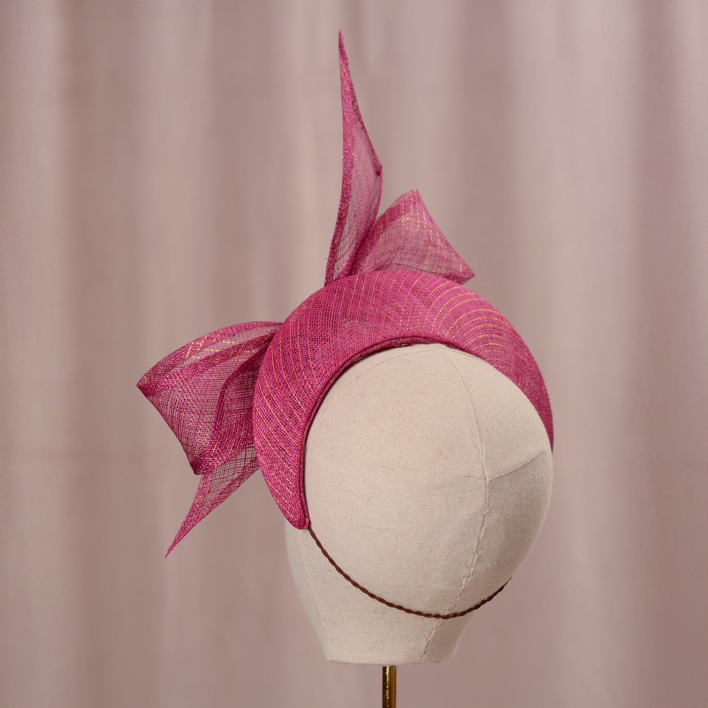 Pink and Gold Bow Headband Fascinator