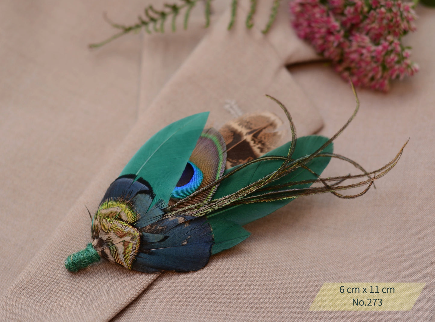 Green Peacock Feather Hat Pin / Brooch Pins