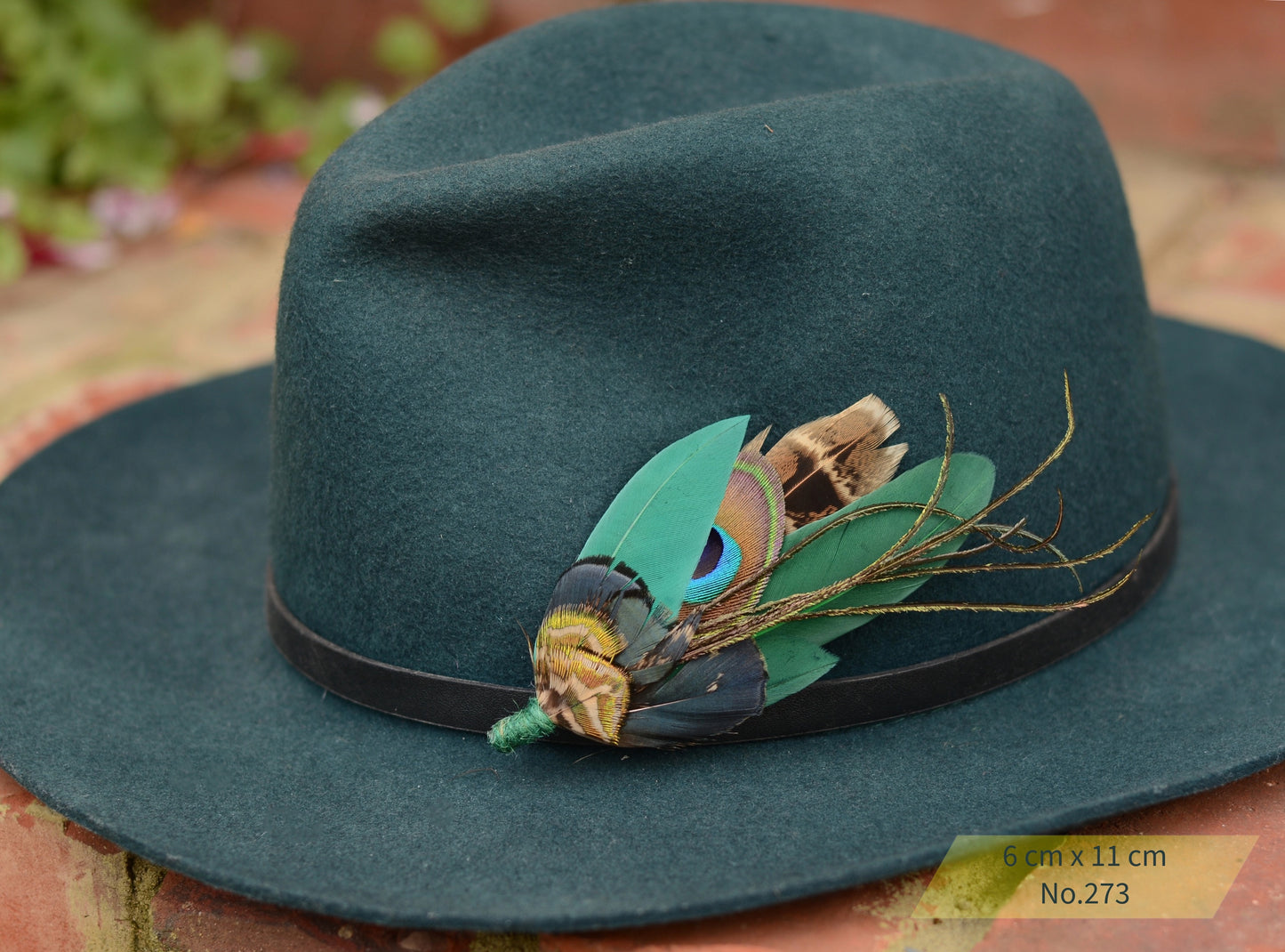 Green Peacock Feather Hat Pin / Brooch Pins