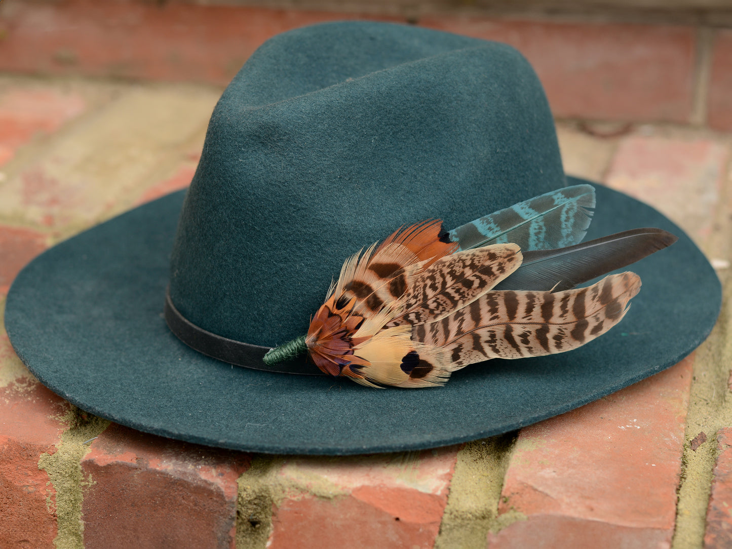 Large Green and Copper Pheasant Feather Boutonniere No.281