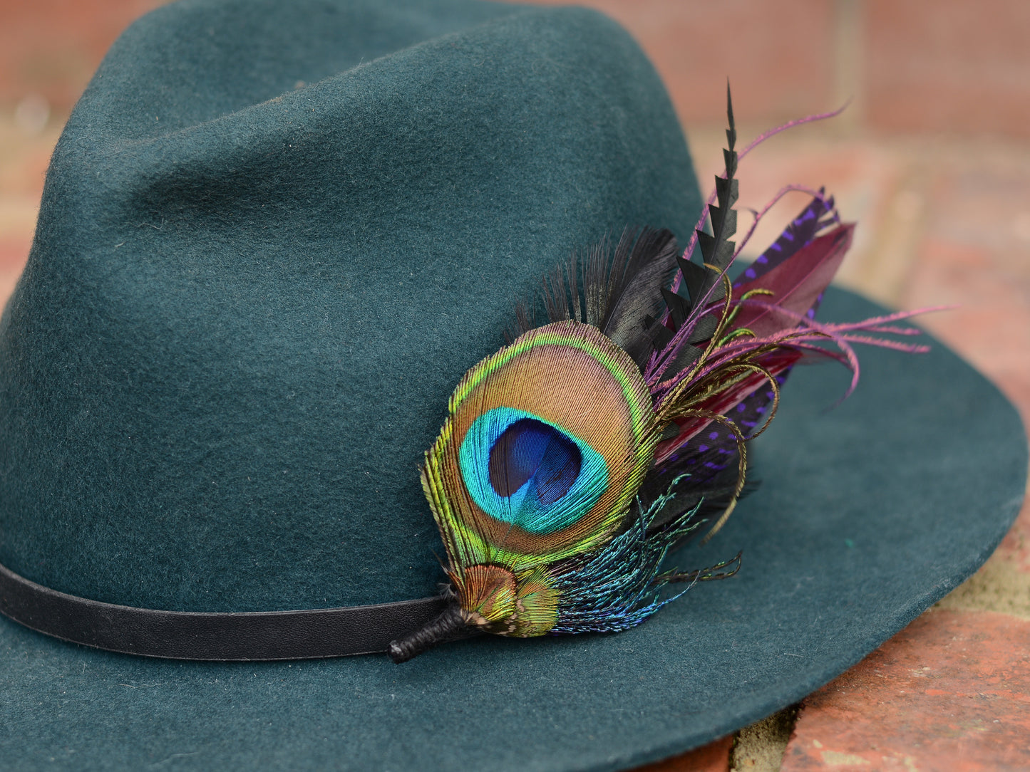 Purple and Peacock Feather Boutonniere / Feather Hat Pin No.325