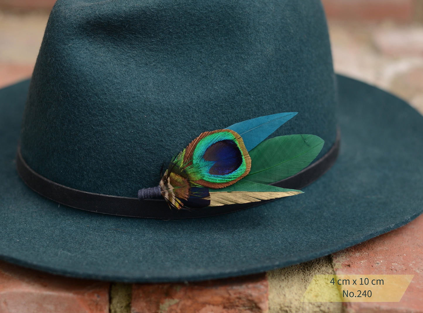 Green Peacock Feather Hat Pin / Brooch Pins