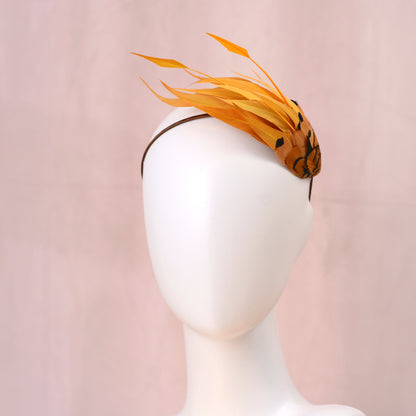 Gold Yellow Side Perching Feather Headband