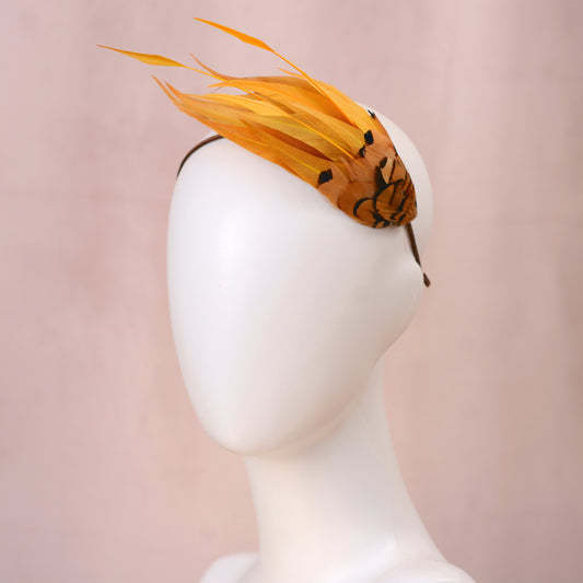 Gold Yellow Side Perching Feather Headband