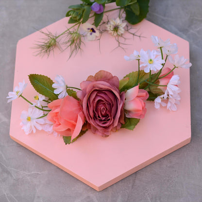 Vintage Pink Rose and White Daisy Hair Clip