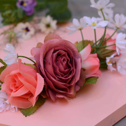 Vintage Pink Rose and White Daisy Hair Clip