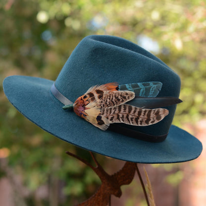 Large Green and Copper Pheasant Feather Boutonniere No.281
