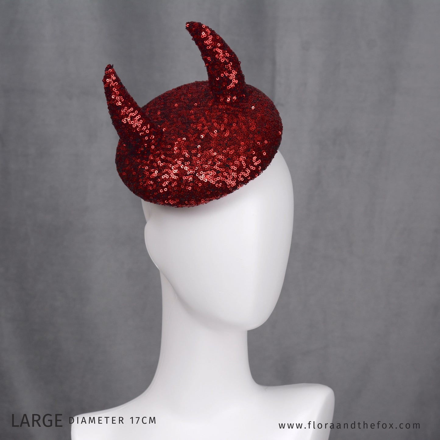 Lillith - Red Devil Sequin Beret Hat Button Fascinator - Devil Costume - Halloween