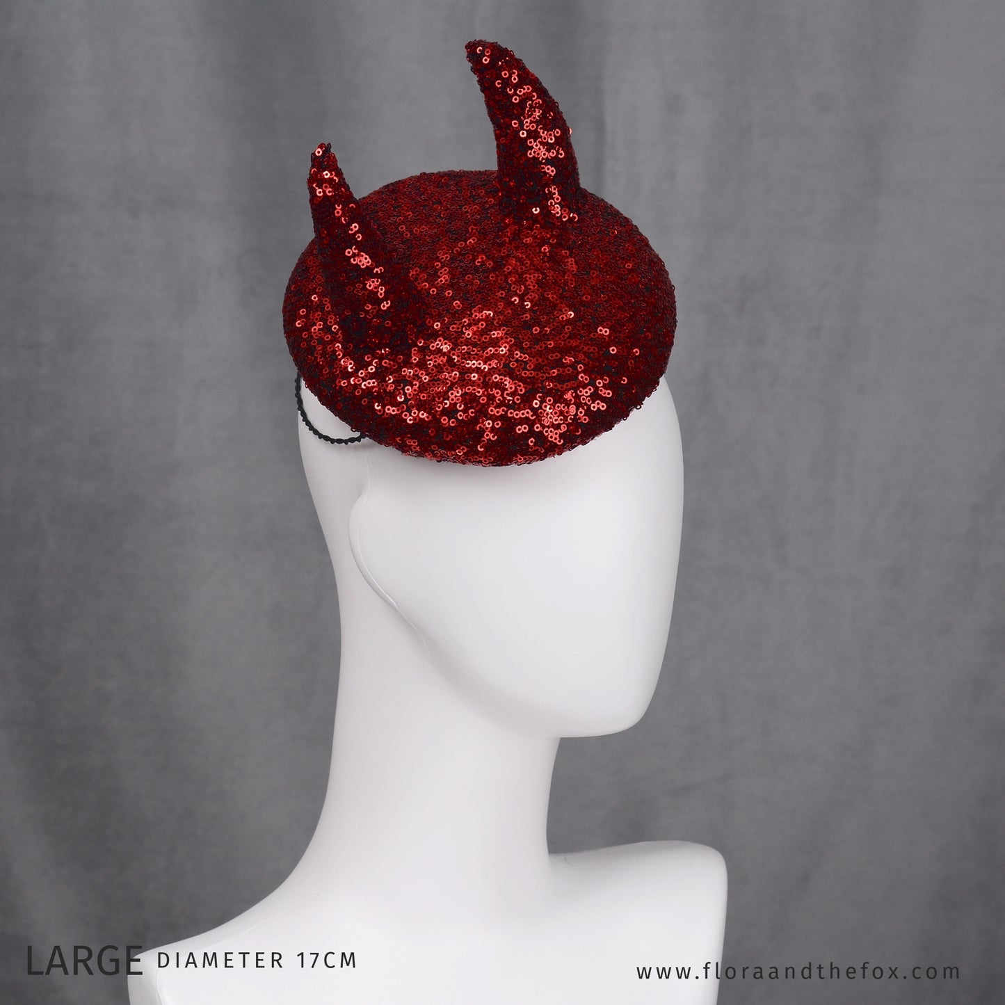 Lillith - Red Devil Sequin Beret Hat Button Fascinator - Devil Costume - Halloween