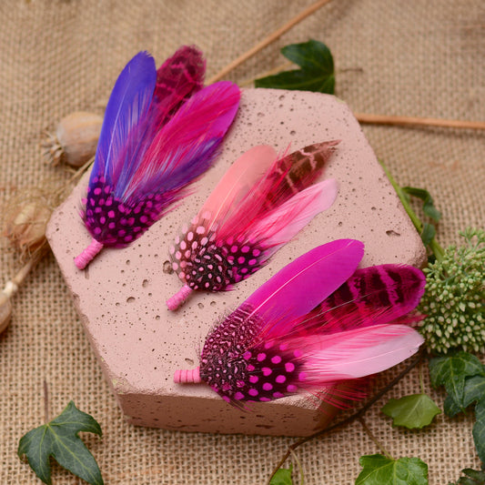 Flamingo Pink Feather Brooch Pins / Hat Pins