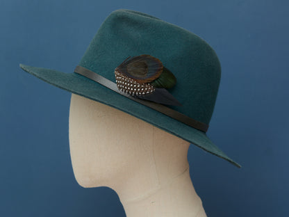 Black Peacock Eye Feather Boutonnier / Feather Hat Pin No.72