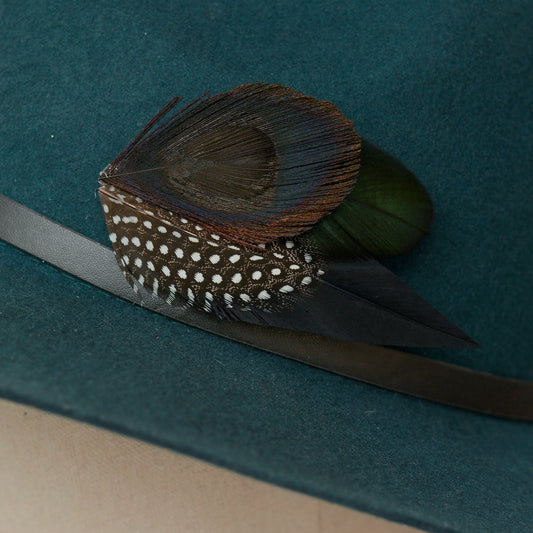 Black Peacock Eye Feather Boutonnier / Feather Hat Pin No.72