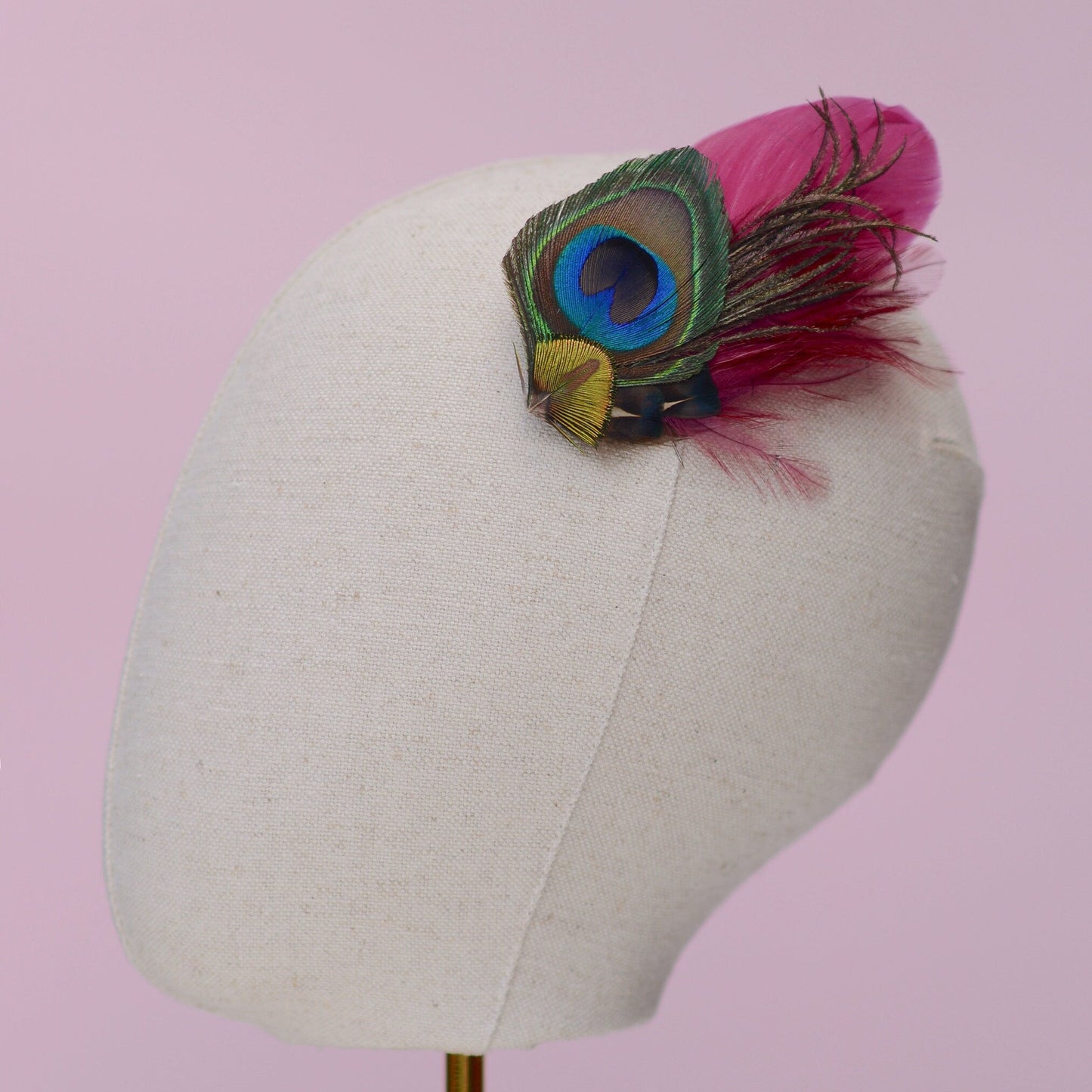 Burgundy and Peacock Feather Hair Clip | Peacock Feather Fascinator | Peacock Feather Headpiece | Bridal Hair Clip | Bridesmaid Hair Clip