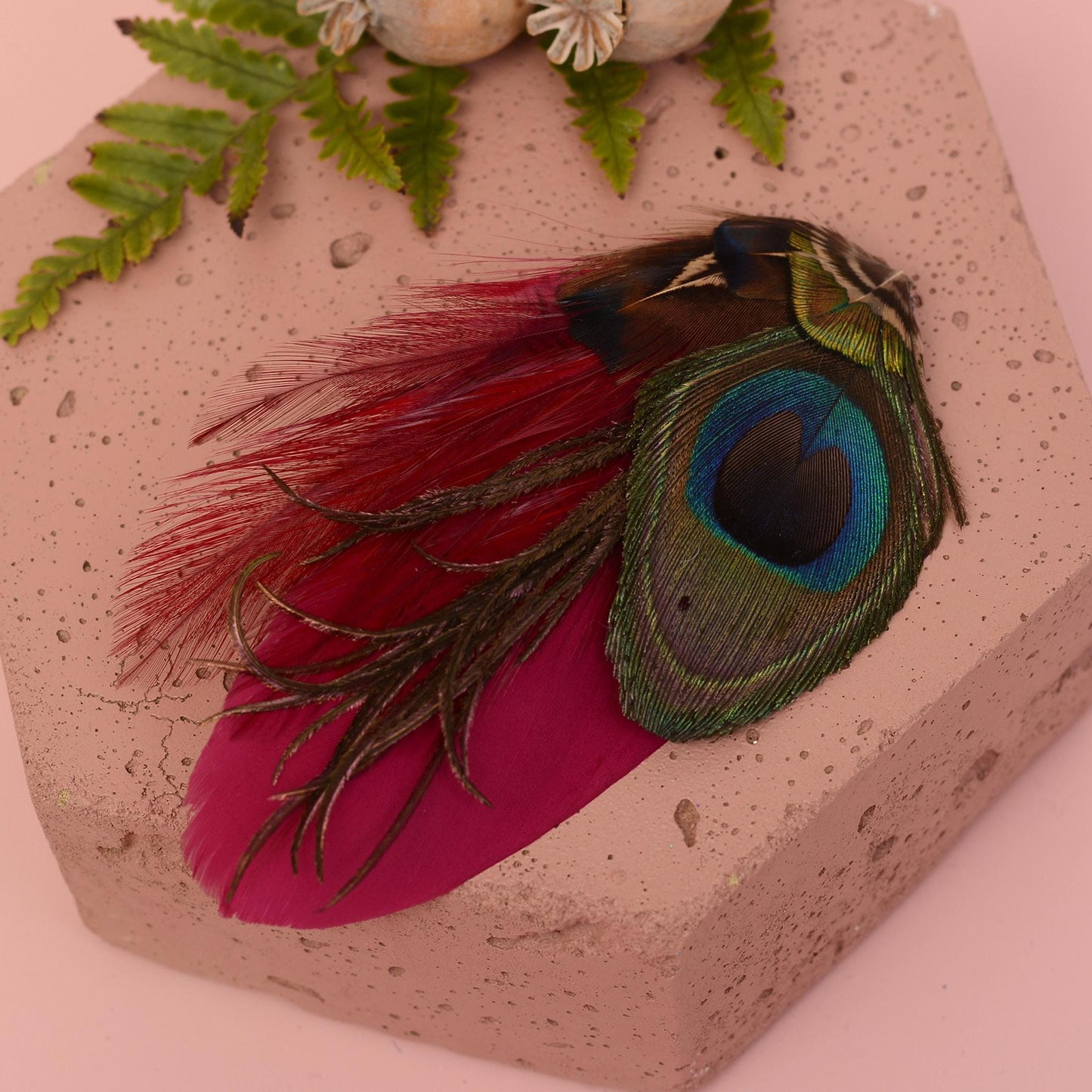 Burgundy and Peacock Feather Hair Clip | Peacock Feather Fascinator | Peacock Feather Headpiece | Bridal Hair Clip | Bridesmaid Hair Clip