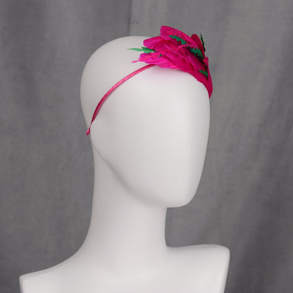 Pink and Green Feather Fascinator Headband  No.005