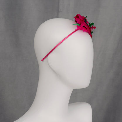 Pink and Green Feather Fascinator Headband  No.005