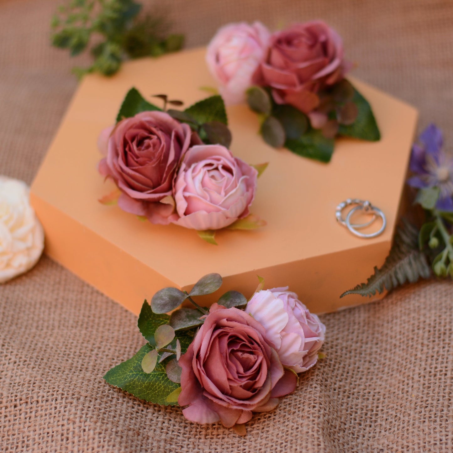 Rose Hair Clip in Vintage Pink and Blush Pink
