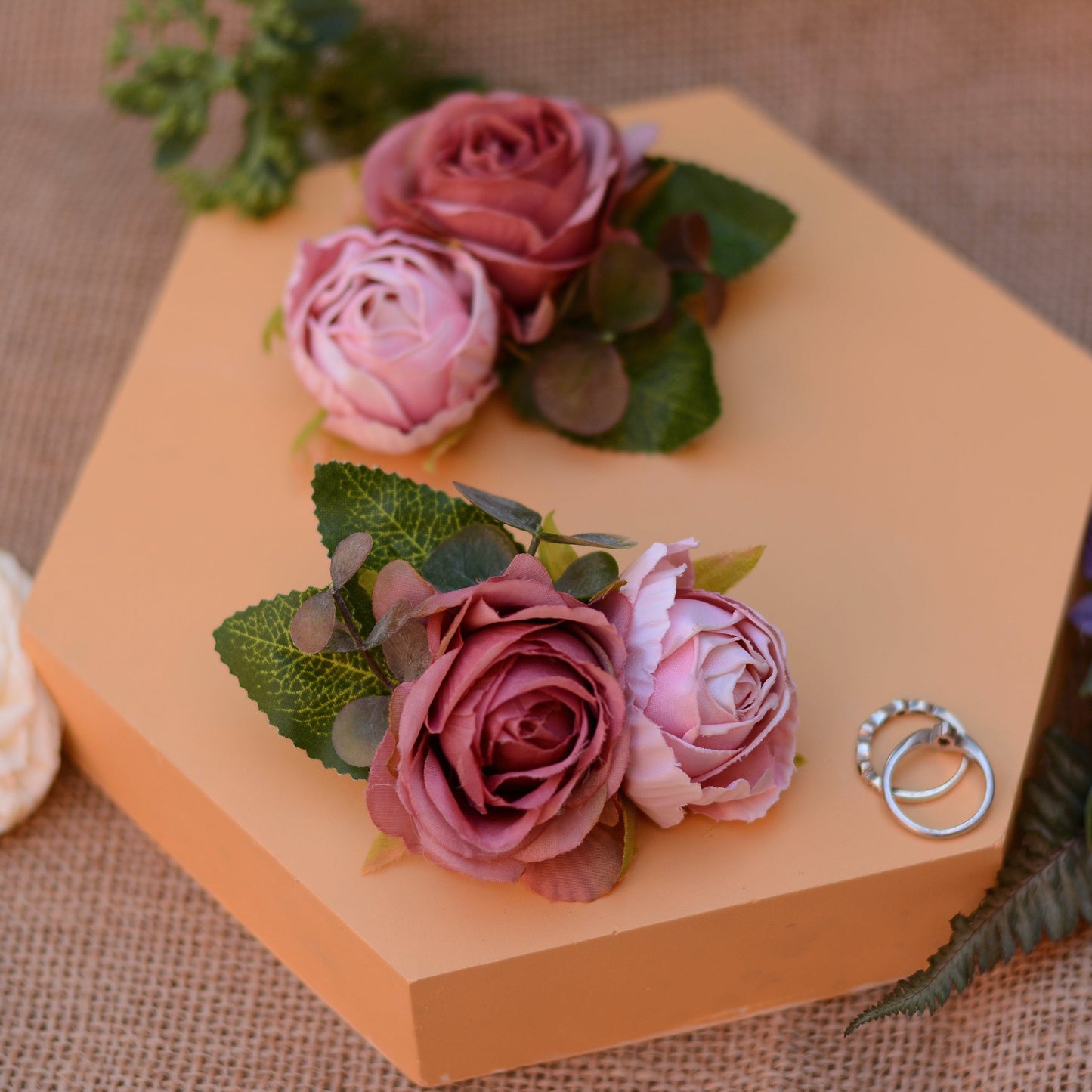 Rose Hair Clip in Vintage Pink and Blush Pink